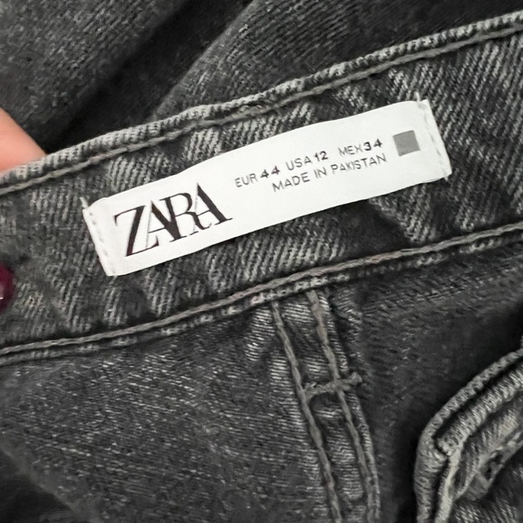 ZARA High Waist Relaxed Wide Leg Washed Black Denim Pants Sz 12 - Picture 5 of 5